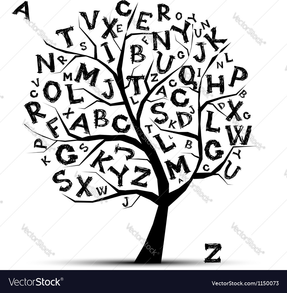 Art Tree With Letters Alphabet For Your Design Vector Image