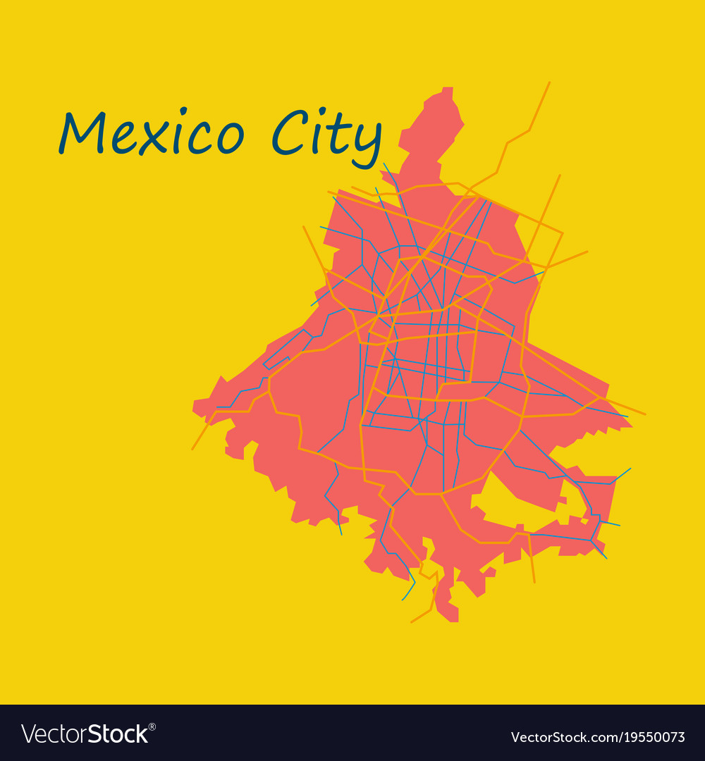 Flat color map of mexico city plan Royalty Free Vector Image