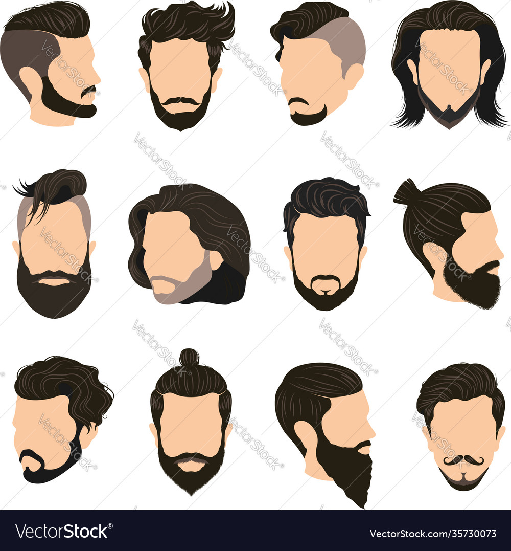 Men hairstyle icons set Royalty Free Vector Image Men hairstyle icons set Royalty Free Vector Image
