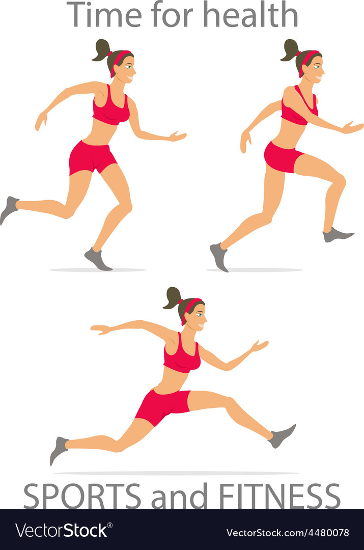 Dancing Girl Red Sports Pants Cartoon Flat Vector Image