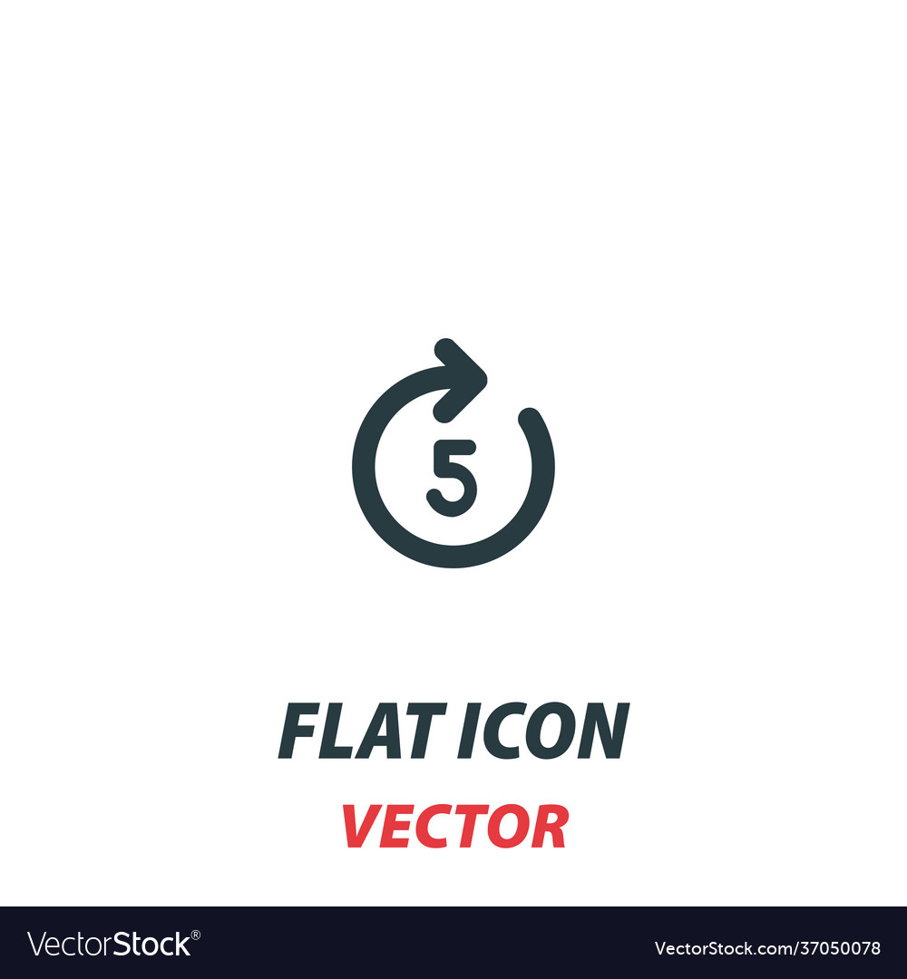 Forward 5 icon in a flat style pictograph on white