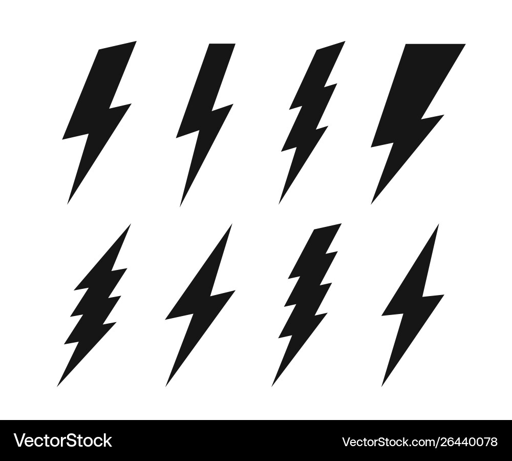 Set lightning bolt Royalty Free Vector Image - VectorStock