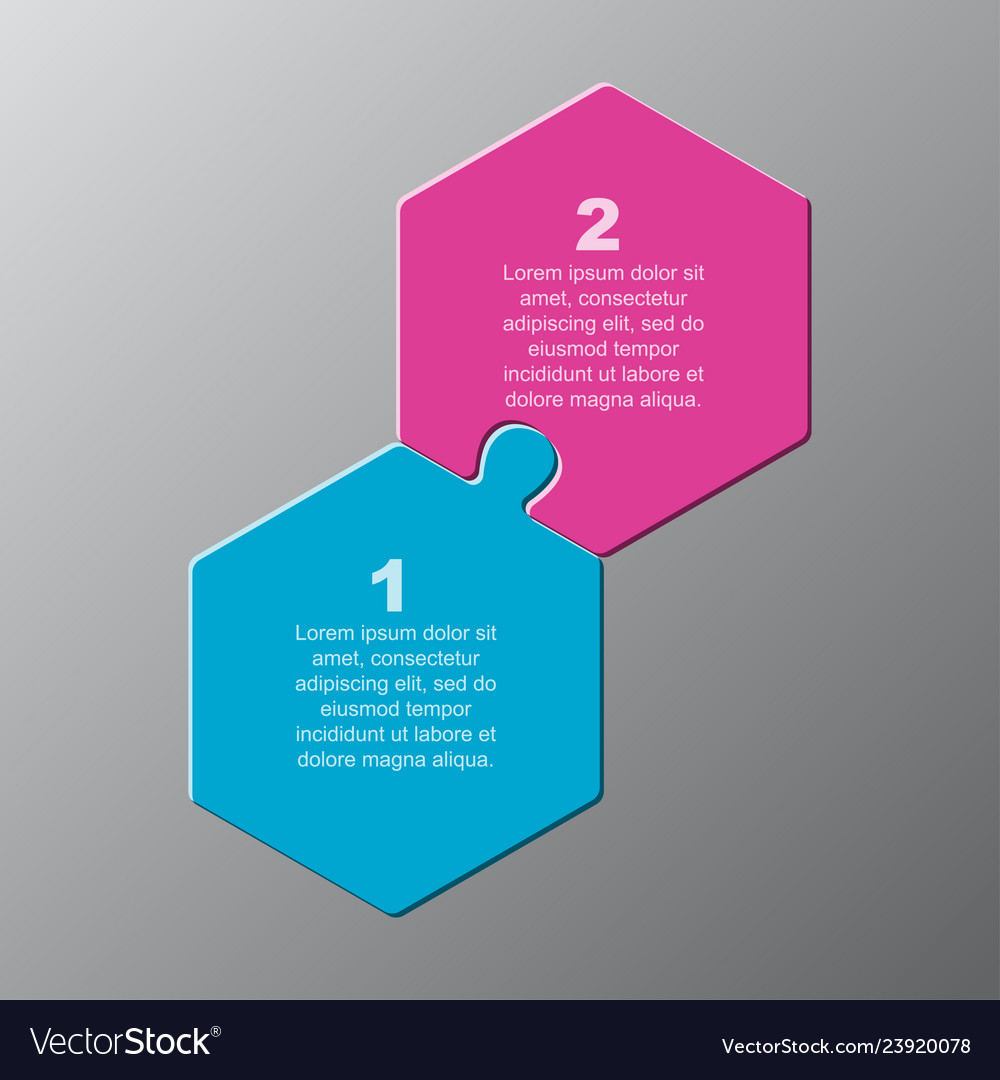 Two pieces puzzle for hexagon infographics Vector Image