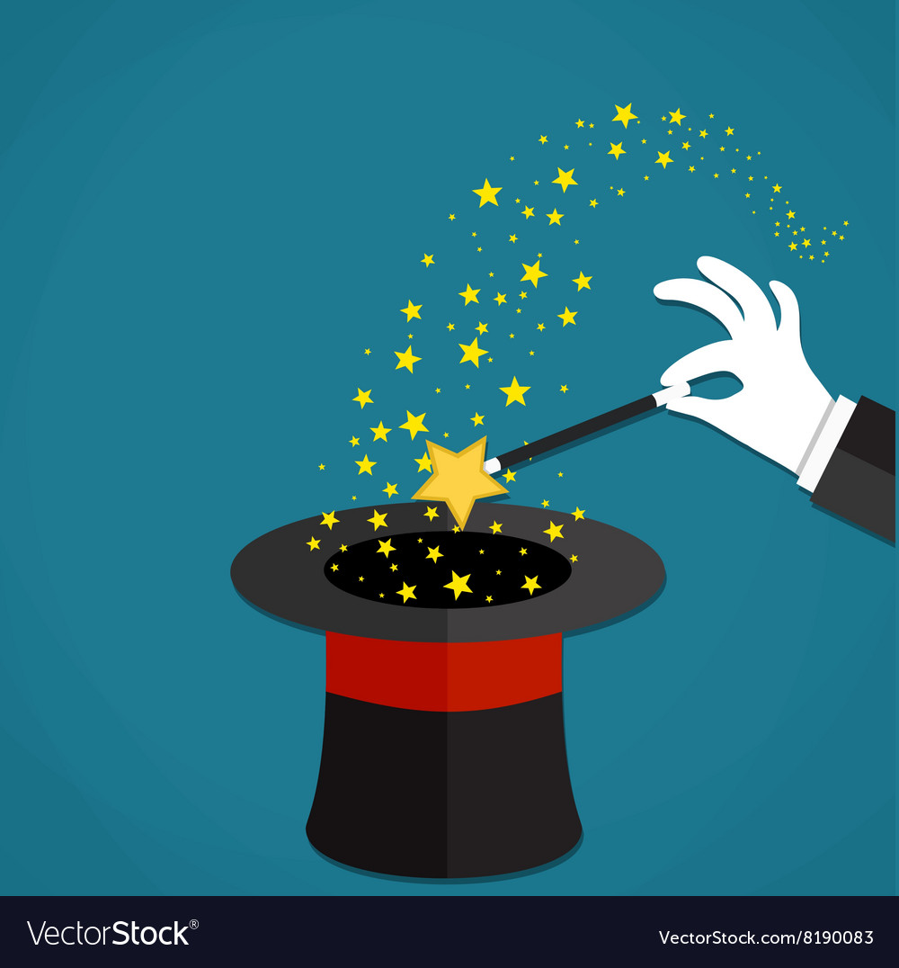 Cartoon magicians hands holding a magic wand Vector Image