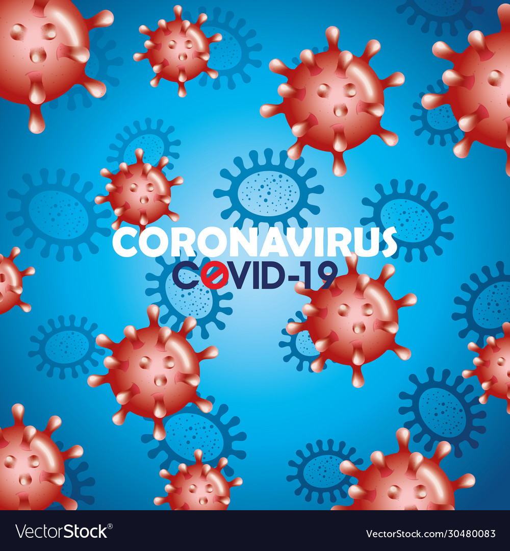 Covid19 19 particles and lettering campaign Vector Image