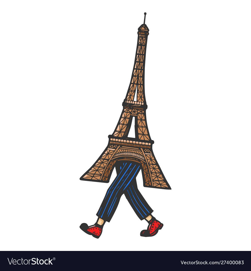 Eiffel tower walk sketch engraving Royalty Free Vector Image Eiffel tower walk sketch engraving Royalty Free Vector Image