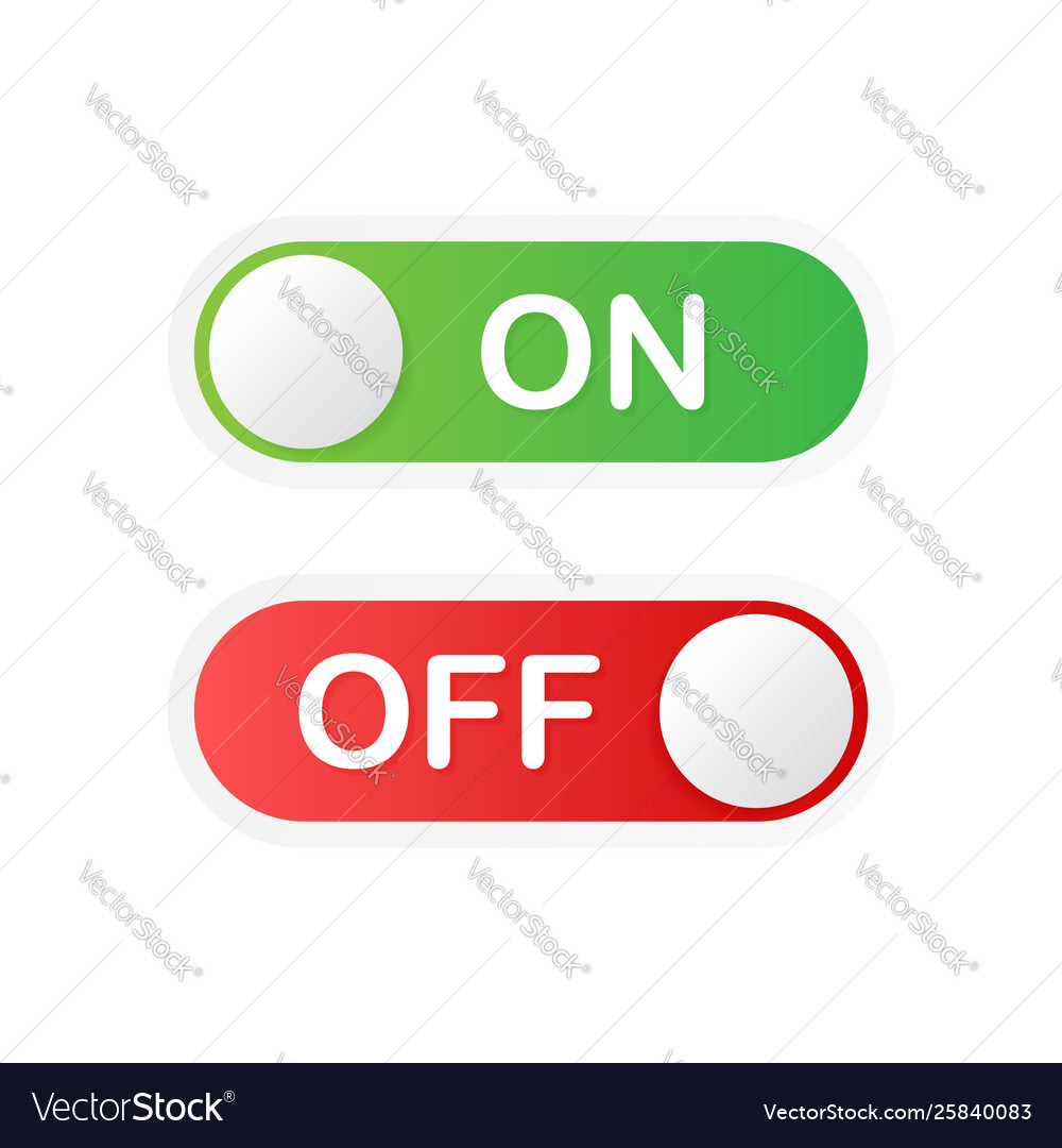 Flat icon on and off toggle switch button format Vector Image