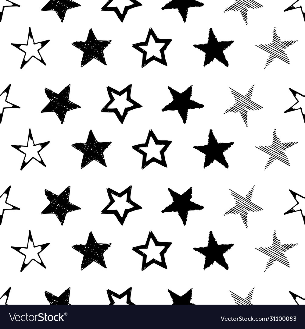 Seamless doodle hand drawn stars Royalty Free Vector Image