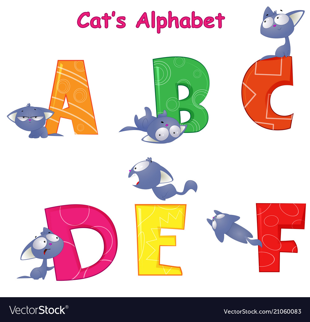 Set of english alphabet with fun cartoon Vector Image Set of english alphabet with fun cartoon Vector Image