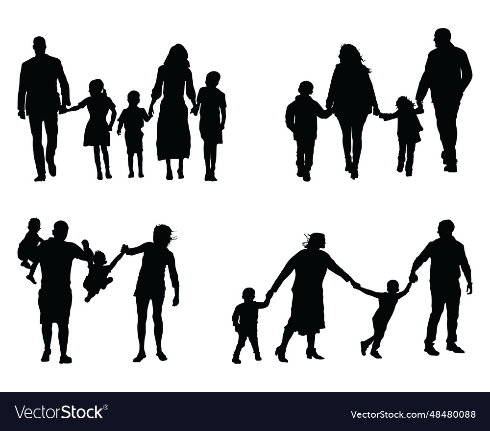 Black silhouettes of families Royalty Free Vector Image