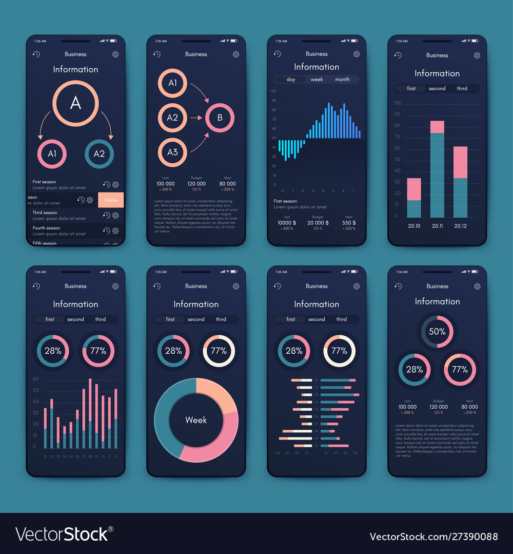 Different ui ux gui screens and flat web icons Vector Image