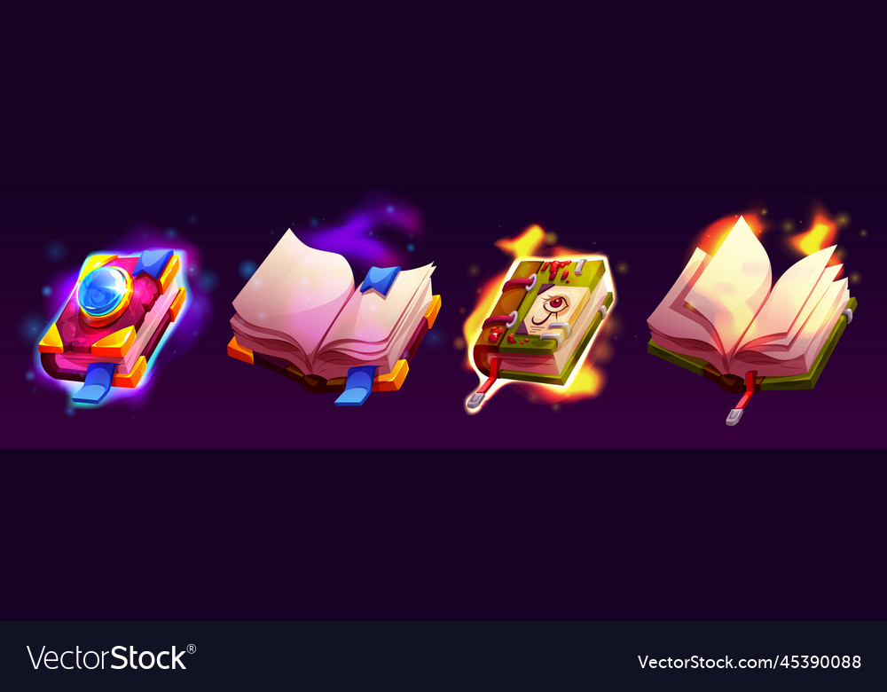 Medieval books of magic spells with mystery shine Vector Image