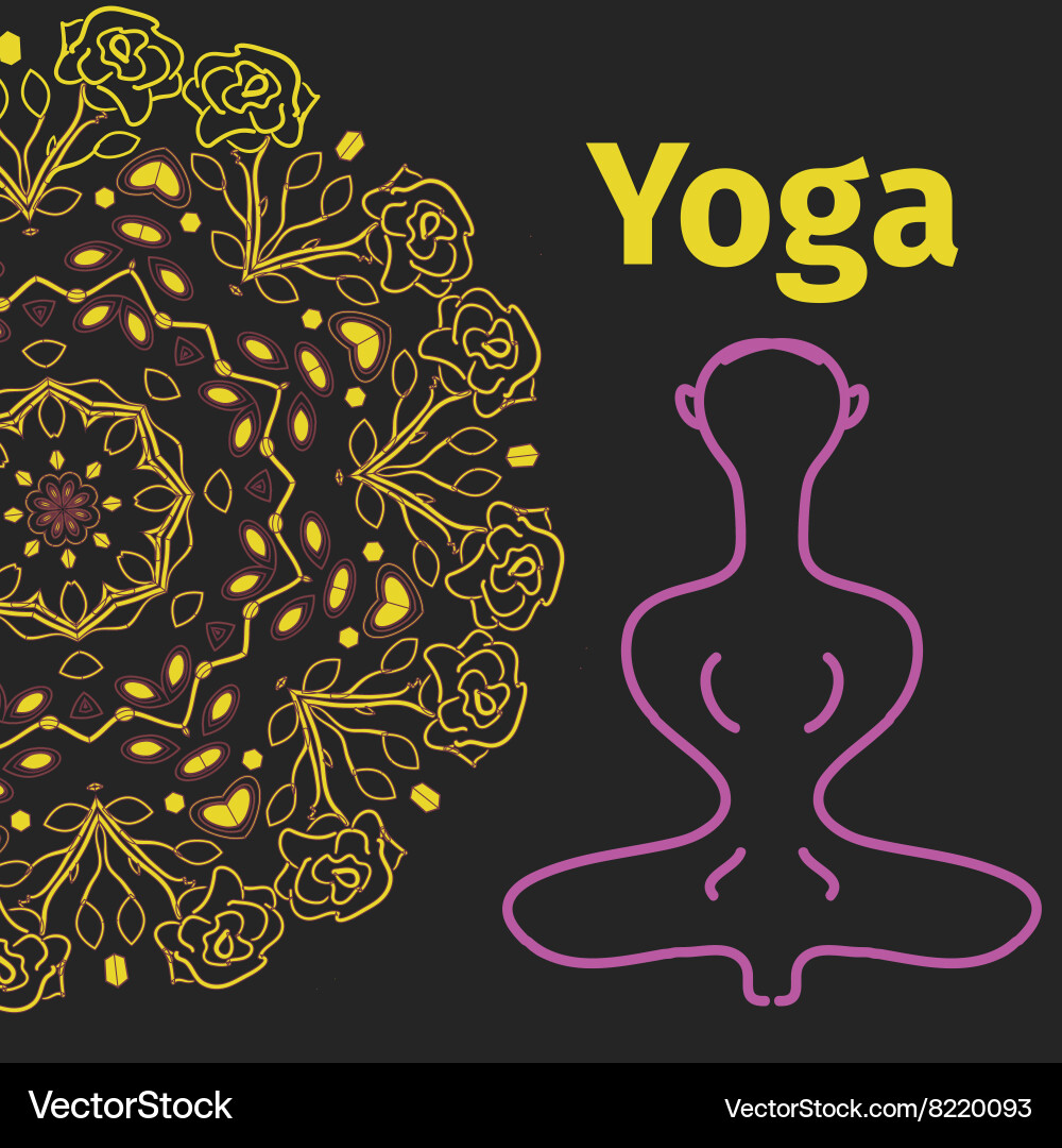 Yoga Banner Pose With Mandala Background Vector Image