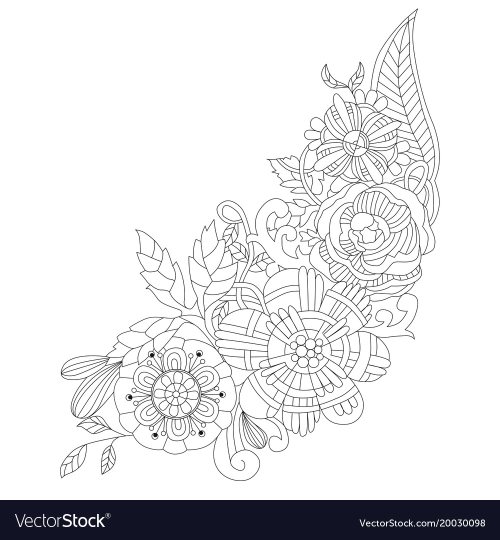 Flowers For Coloring Book Adults Vector Image