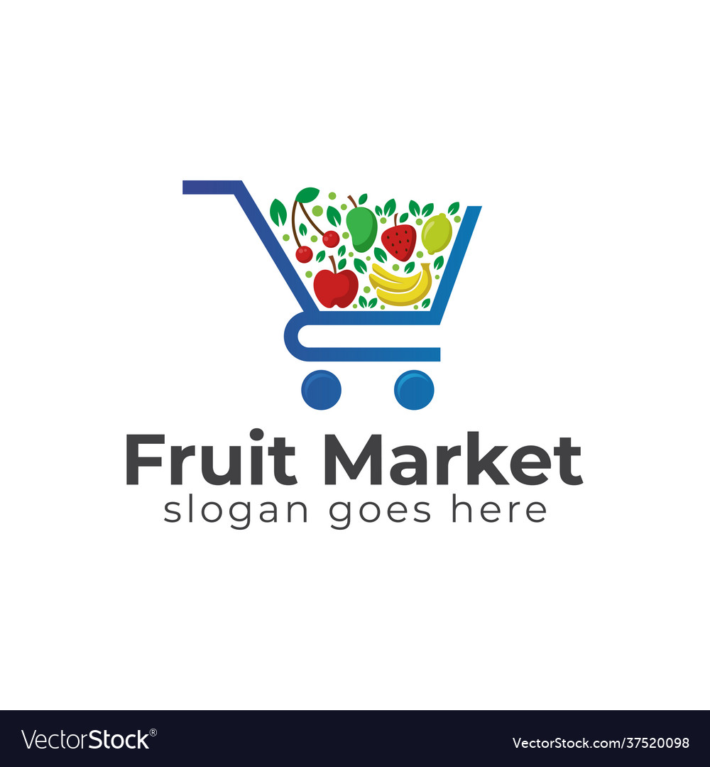 Logo design fruit market shop and vegetables Vector Image