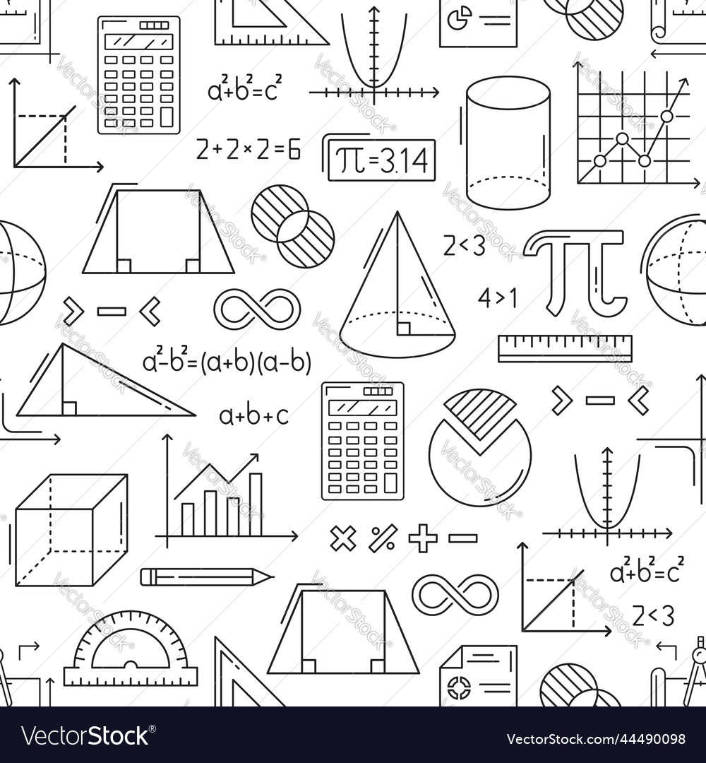 Mathematics seamless pattern math background Vector Image