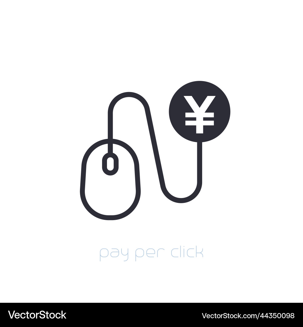 Pay per click icon with yuan Royalty Free Vector Image