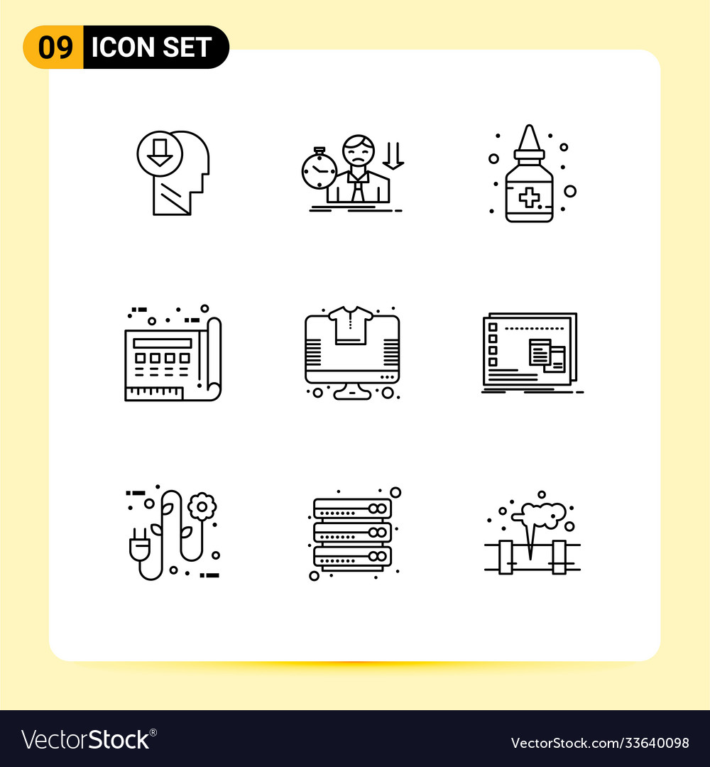 Set 9 modern ui icons symbols signs for paper Vector Image