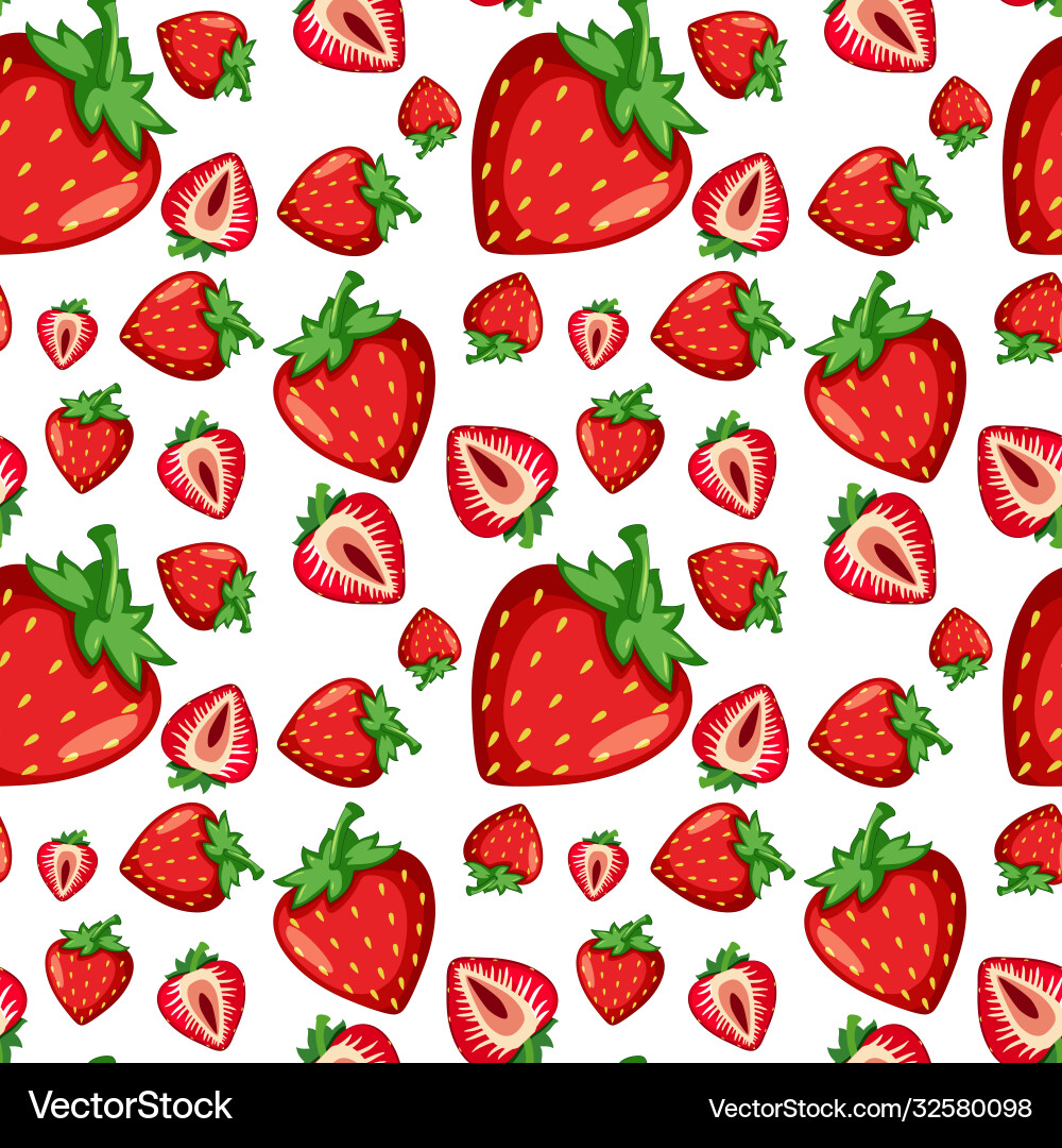 Strawberry seamless pattern on white background Vector Image