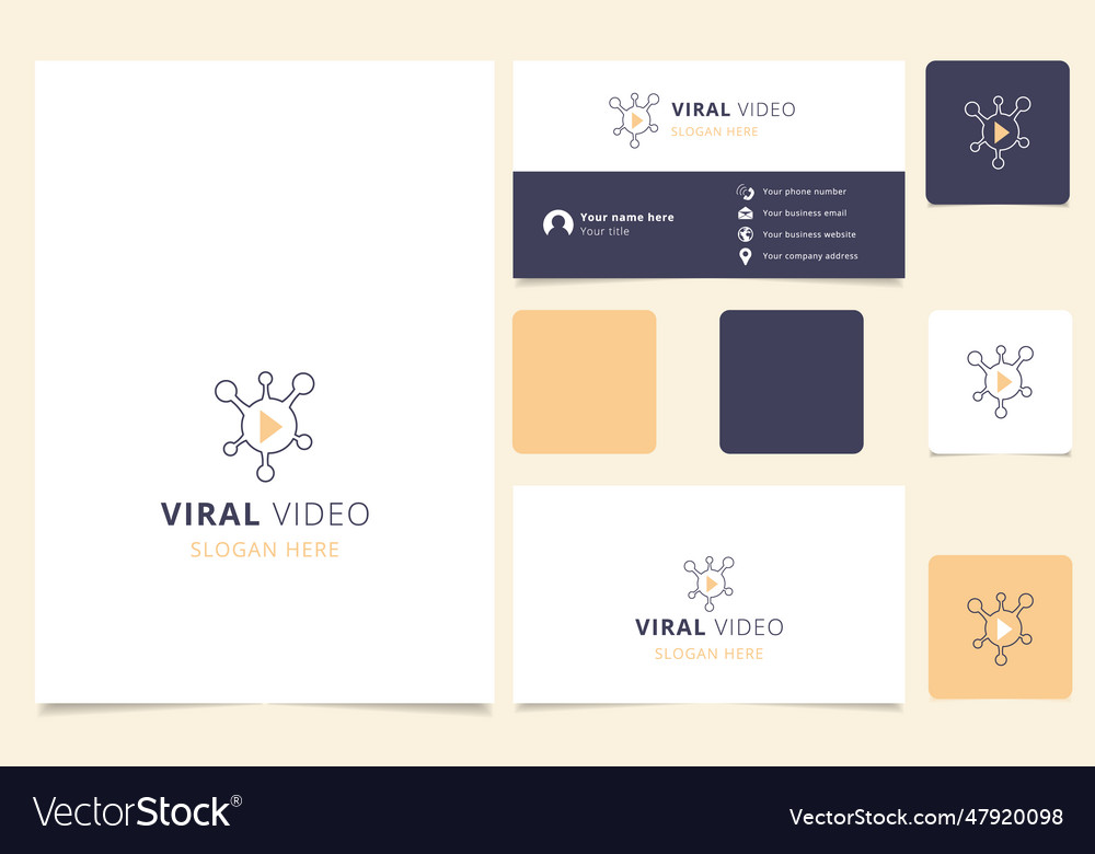 Viral video logo design with editable slogan Vector Image