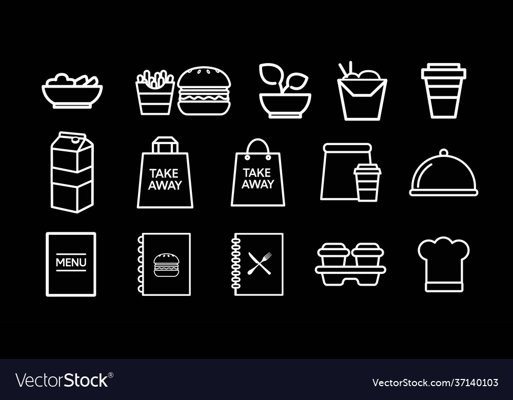 Black and white food icon set Royalty Free Vector Image