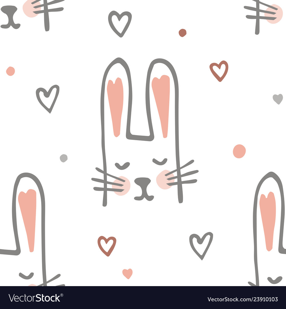 Cute cartoon baby rabbit or bunny seamless pattern