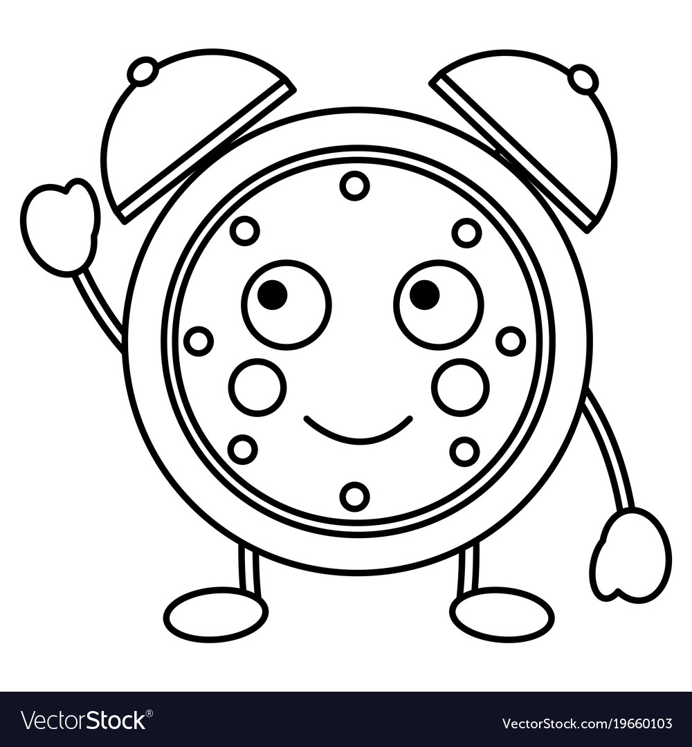 Kawaii cartoon clock alarm character Royalty Free Vector Kawaii cartoon clock alarm character Royalty Free Vector