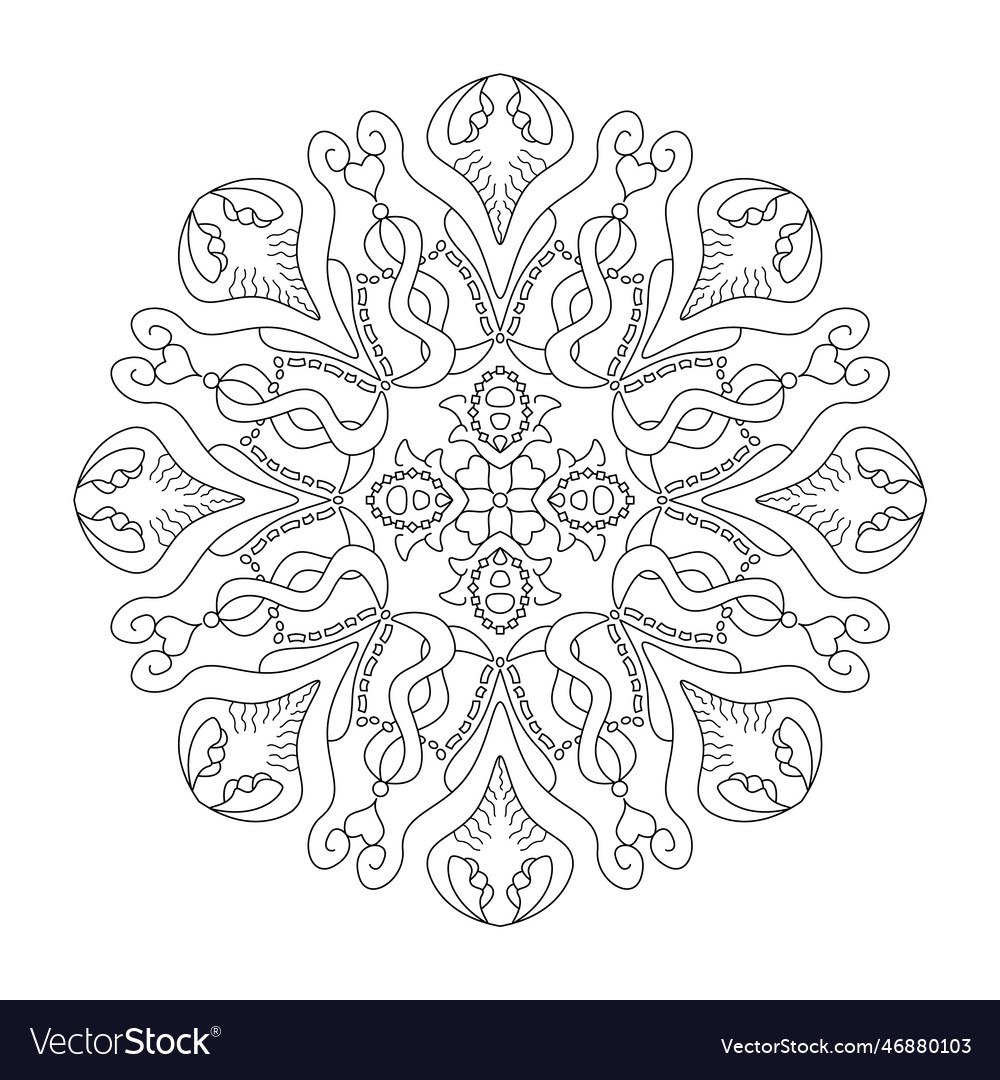 Mandala with hearts coloring page Royalty Free Vector Image