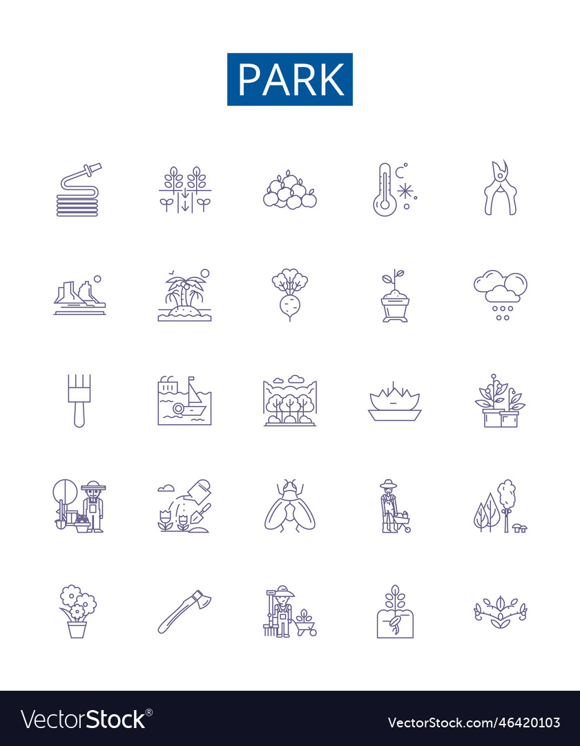 Park line icons signs set design collection Vector Image