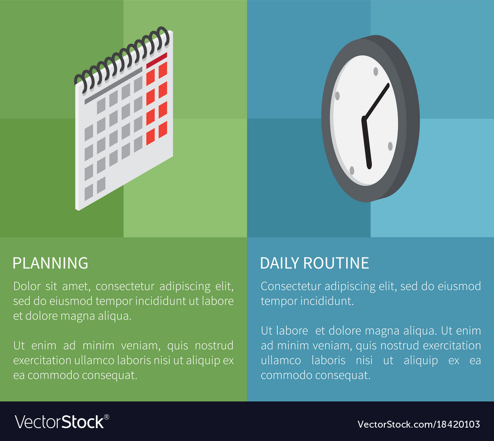 planning daily routine template poster royalty free vector