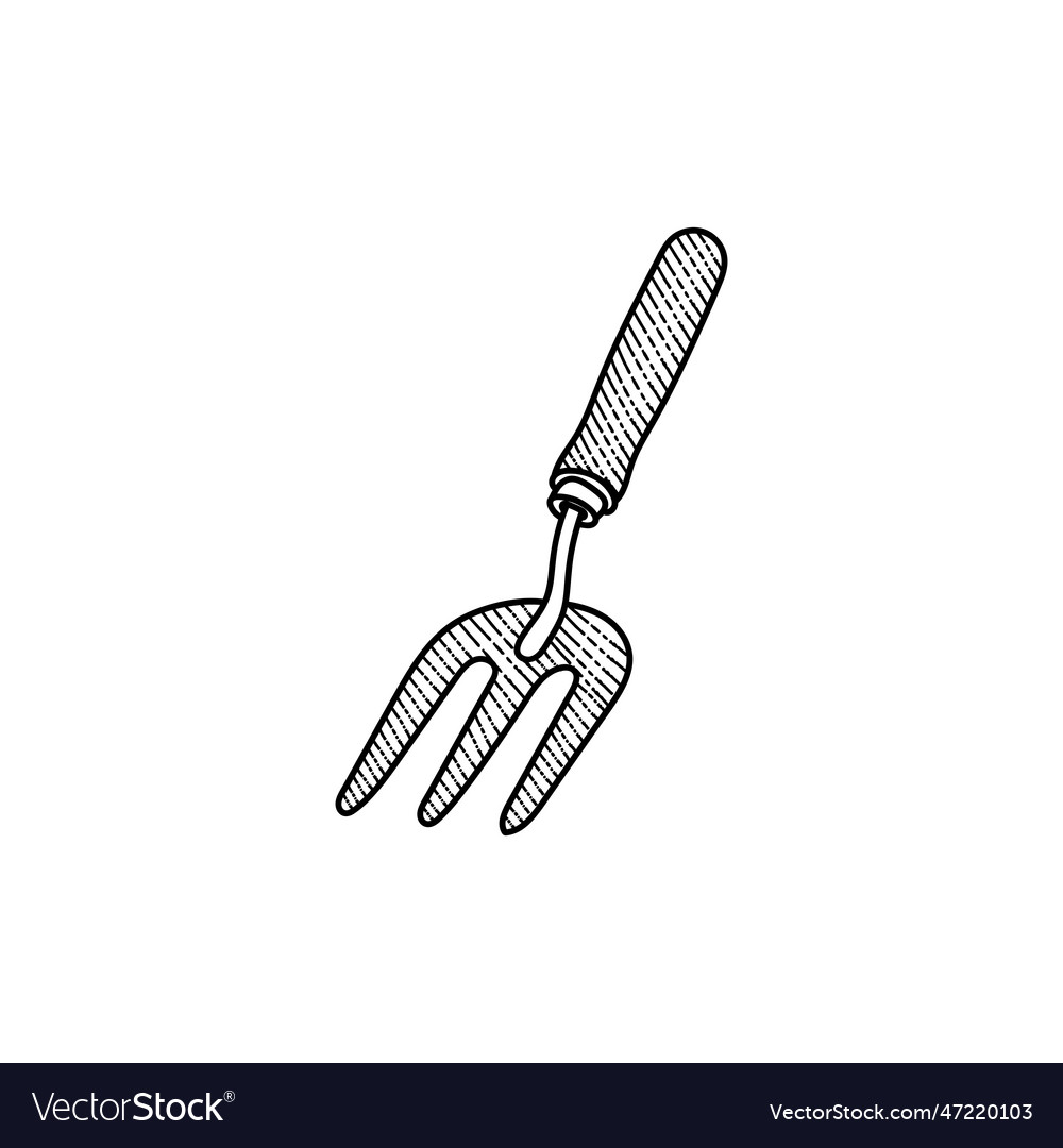 Spade fork gardening tool line art style design Vector Image