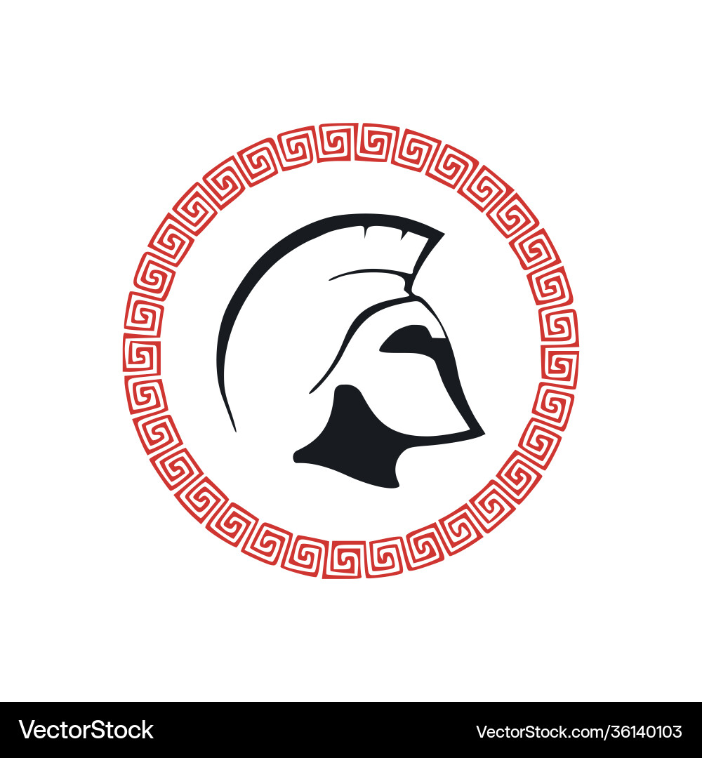 Sparta warrior logo with frame on white Royalty Free Vector