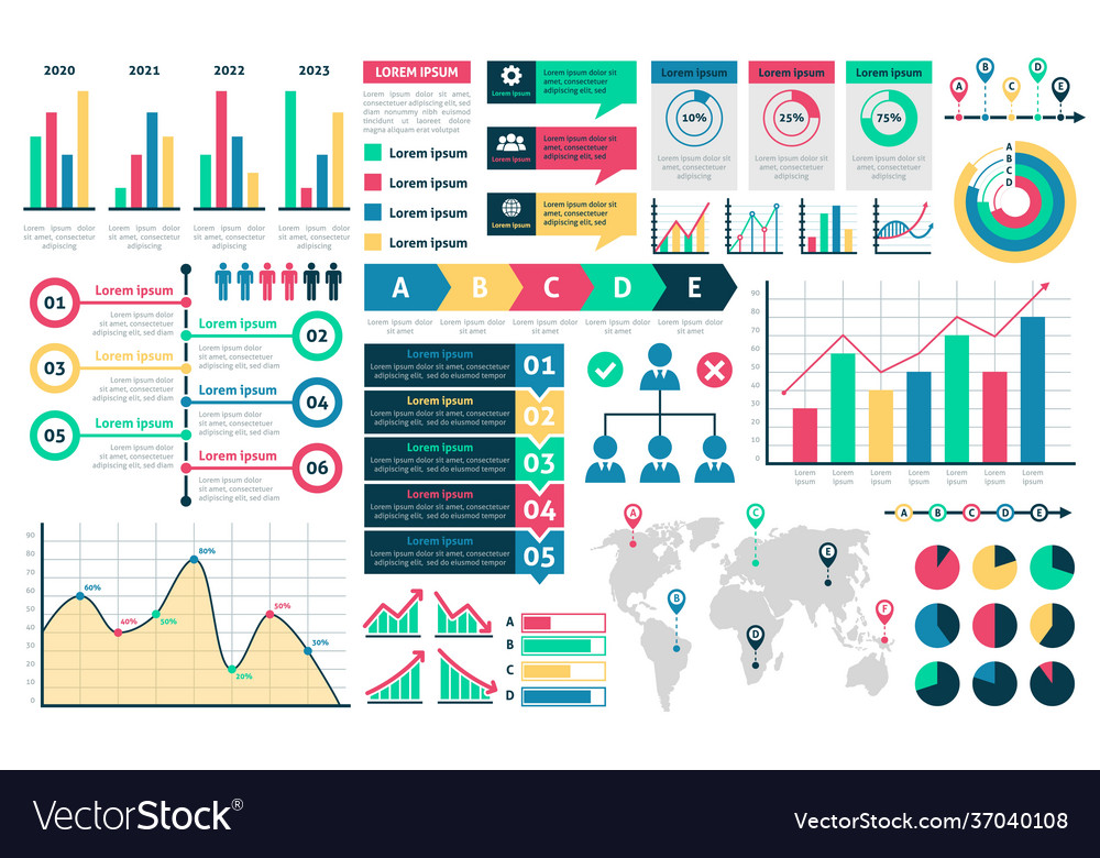 Charts and diagrams graphical colorful schemes Vector Image