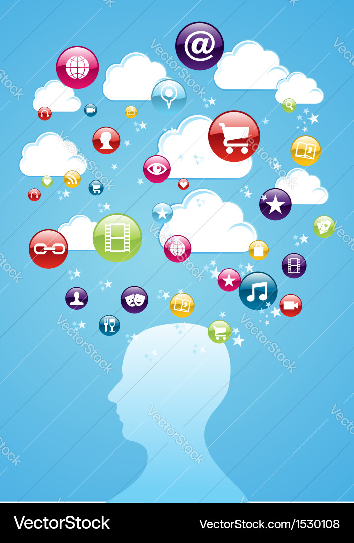 Human head cloud storage concept Royalty Free Vector Image