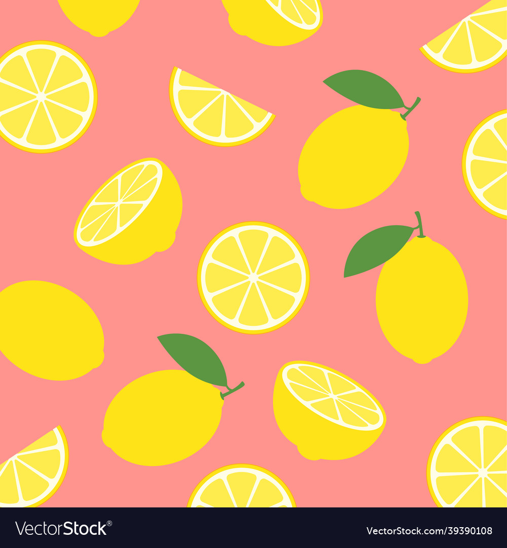 Lemon citrus fruit food summer texture seamless Vector Image