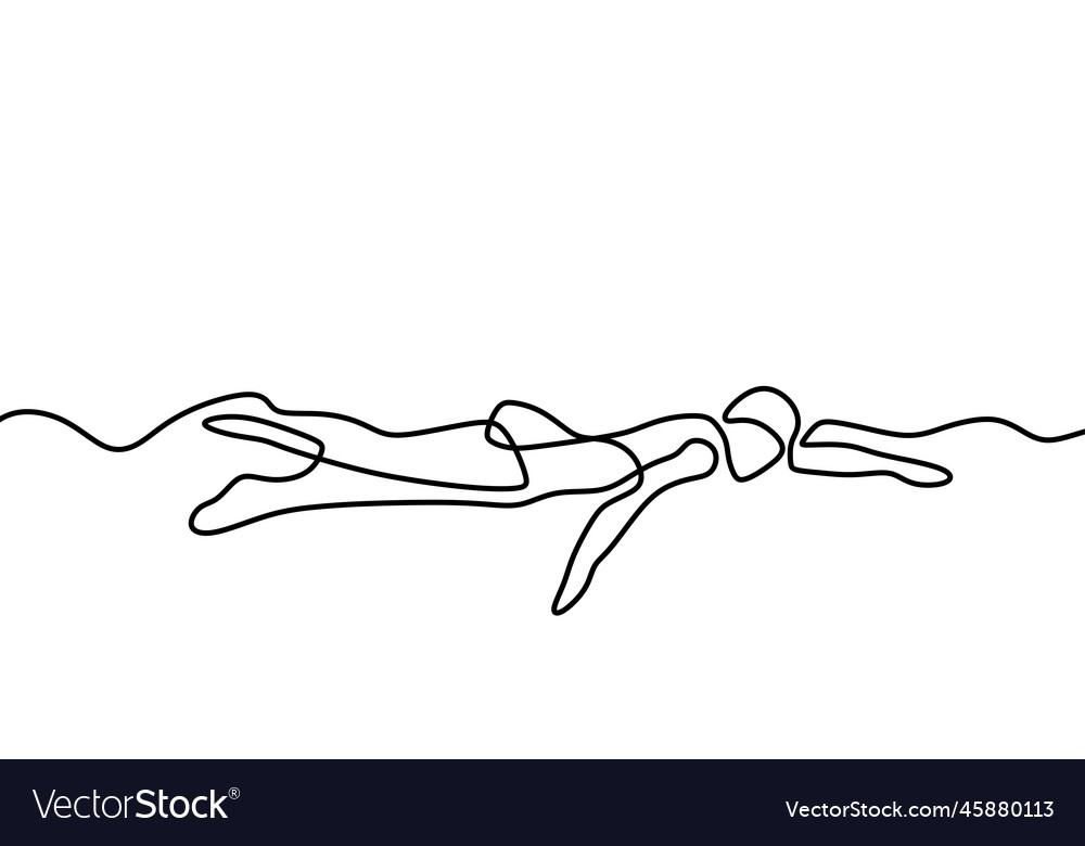 Continuous Line Drawing Of People Swimming Water Vector Image