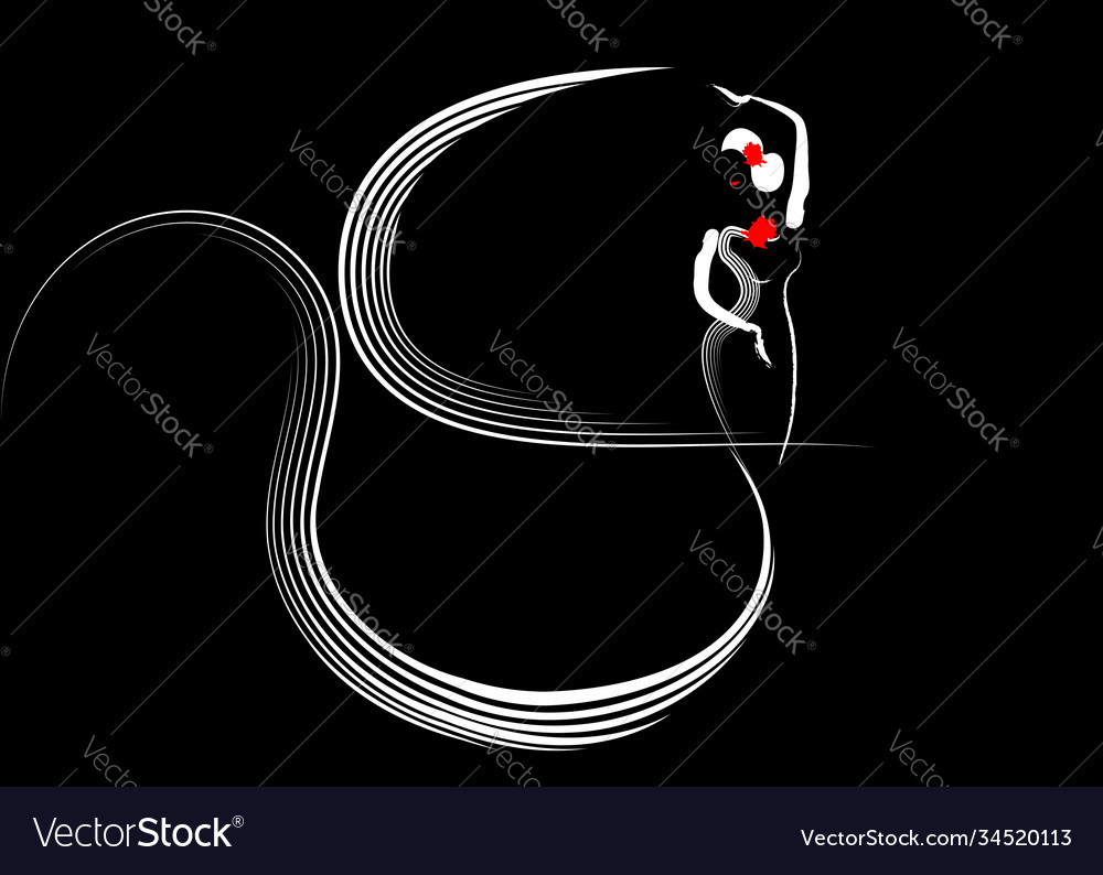 Flamenco dancer beautiful logo woman icon isolated