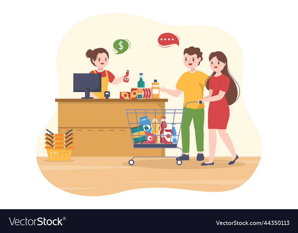 Grocery store or supermarket with food product Vector Image