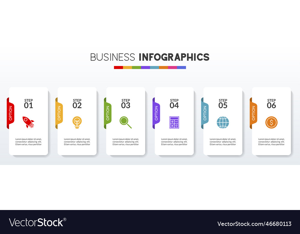 Infographics design template and icons with 6 Vector Image