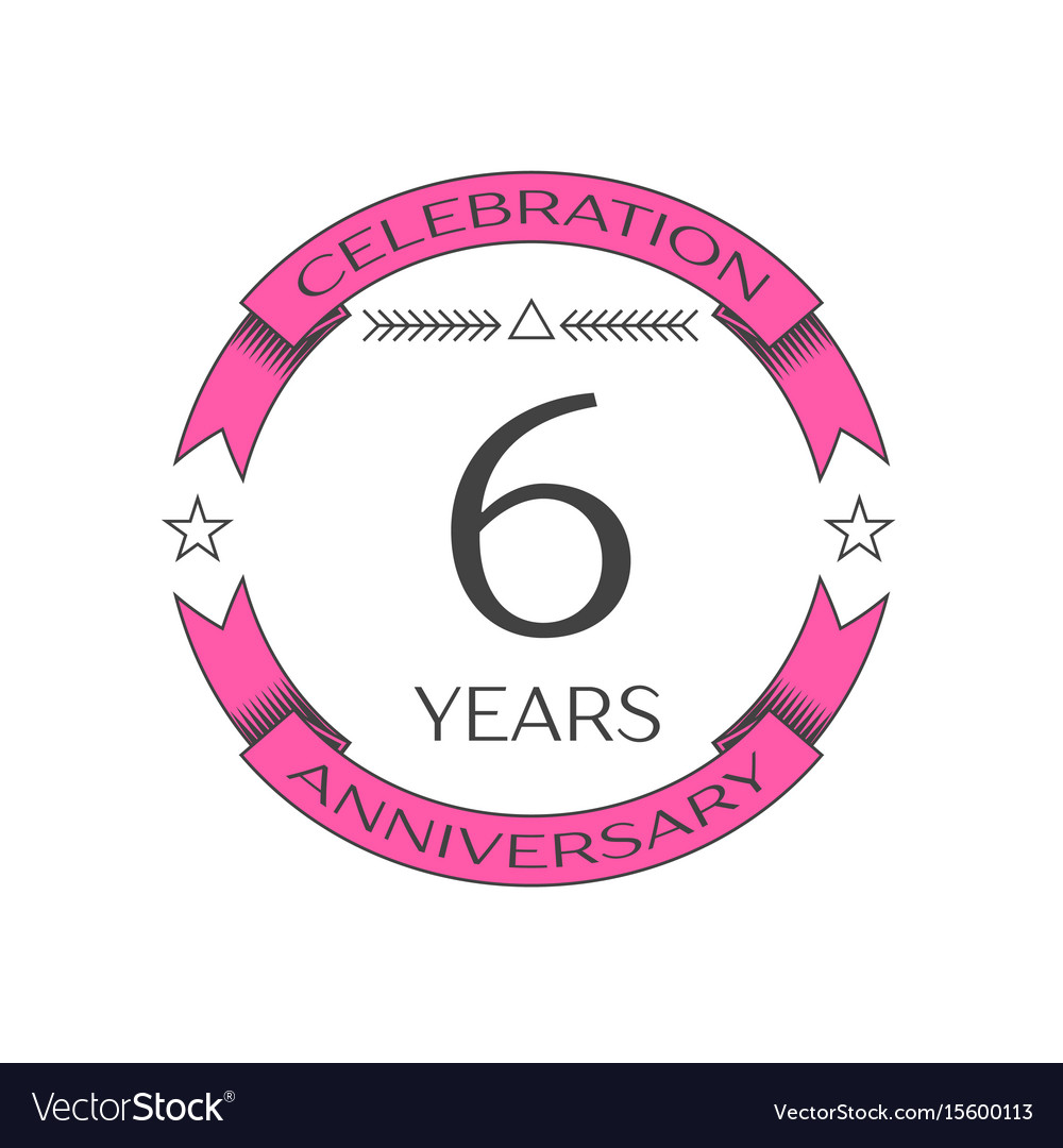 Realistic six years anniversary celebration logo Vector Image