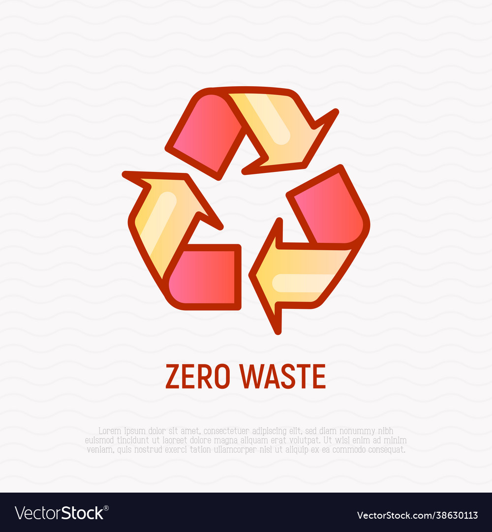 Zero waste recycling sign thin line icon modern