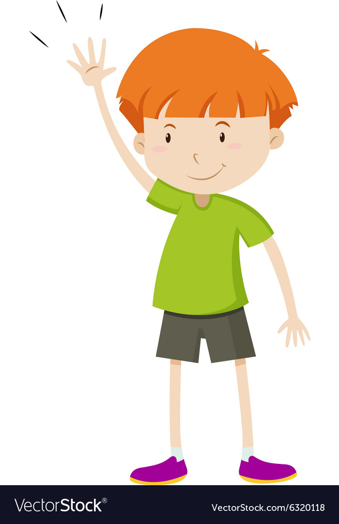 Little boy with his hand up Royalty Free Vector Image