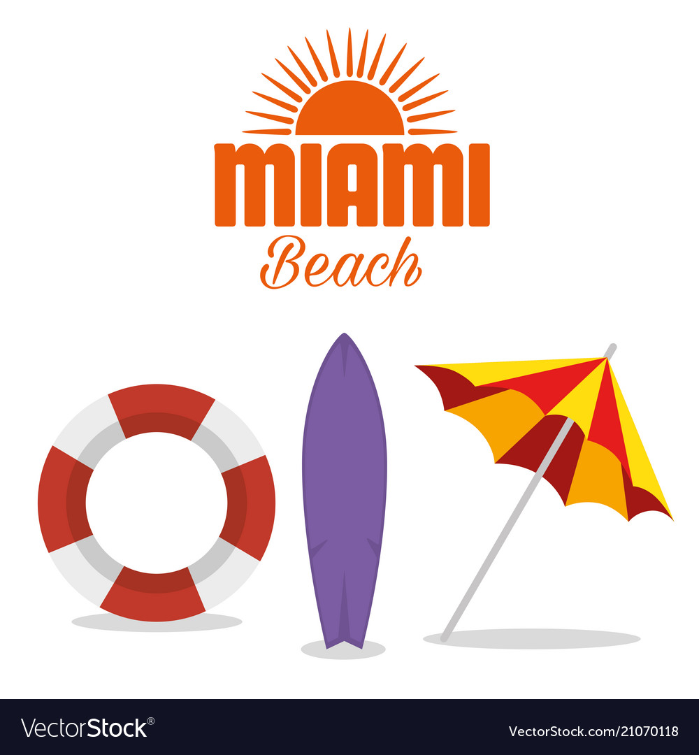miami beach summer icons royalty free vector image