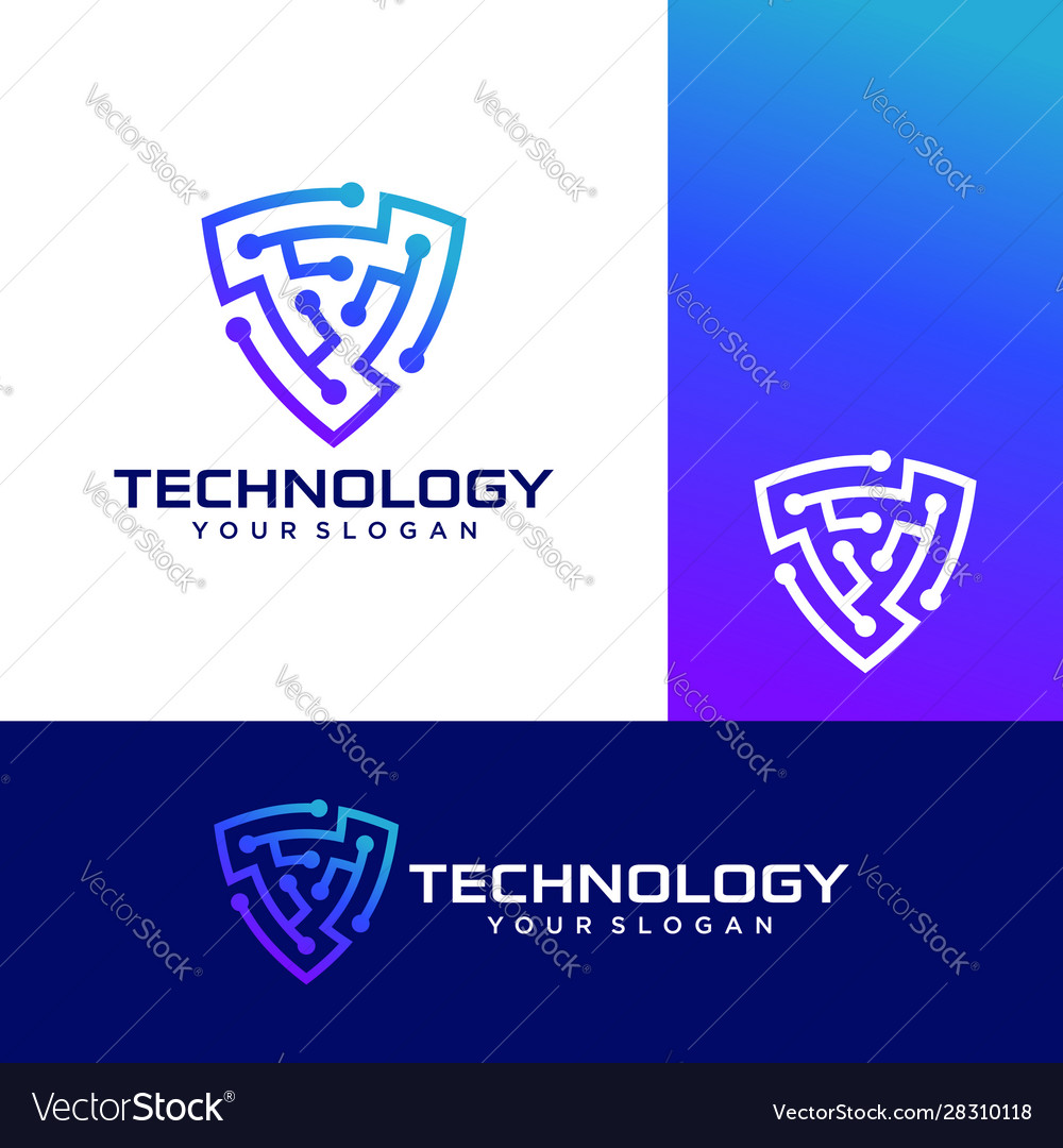 Shield technology logo icon stock Royalty Free Vector Image