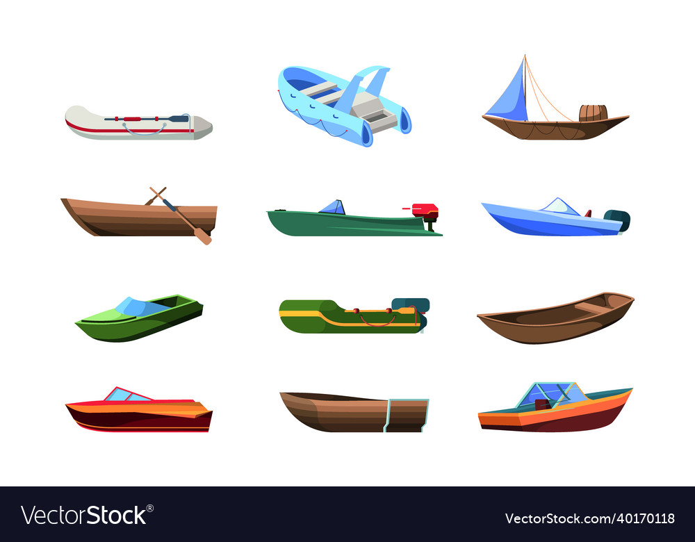 Wooden Boats Sea Or Ocean Transport Little Vector Image