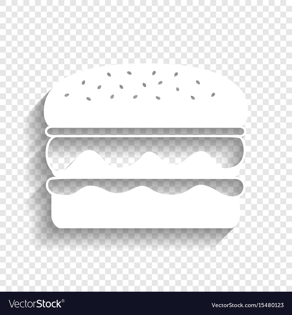 Burger simple sign white icon with soft Royalty Free Vector