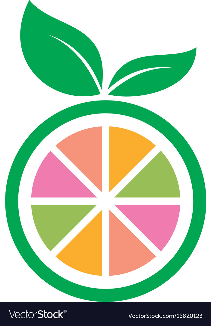 Circle fruit leaf icon logo