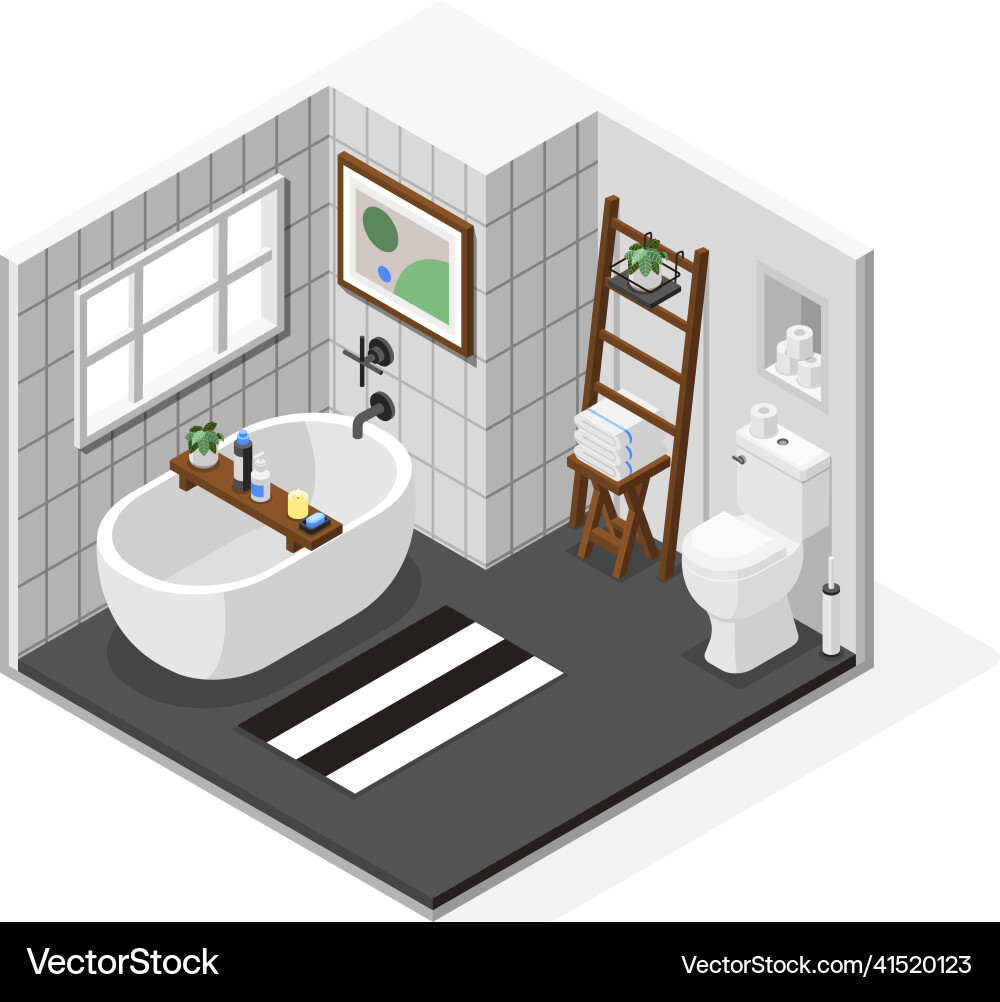 Isometric bathroom composition Royalty Free Vector Image