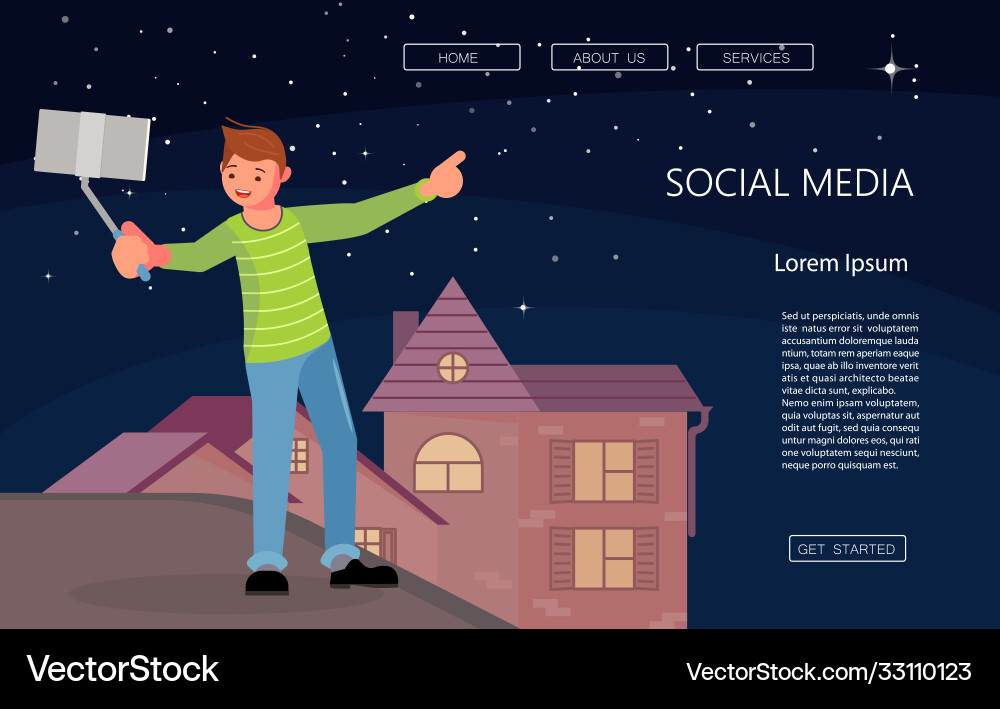Landing webpage vlogging Royalty Free Vector Image
