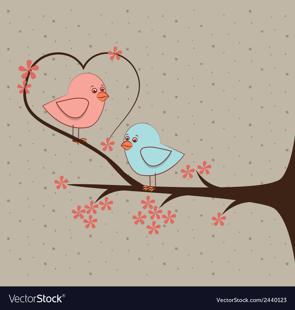 Love birds over beige background Royalty Free Vector Image